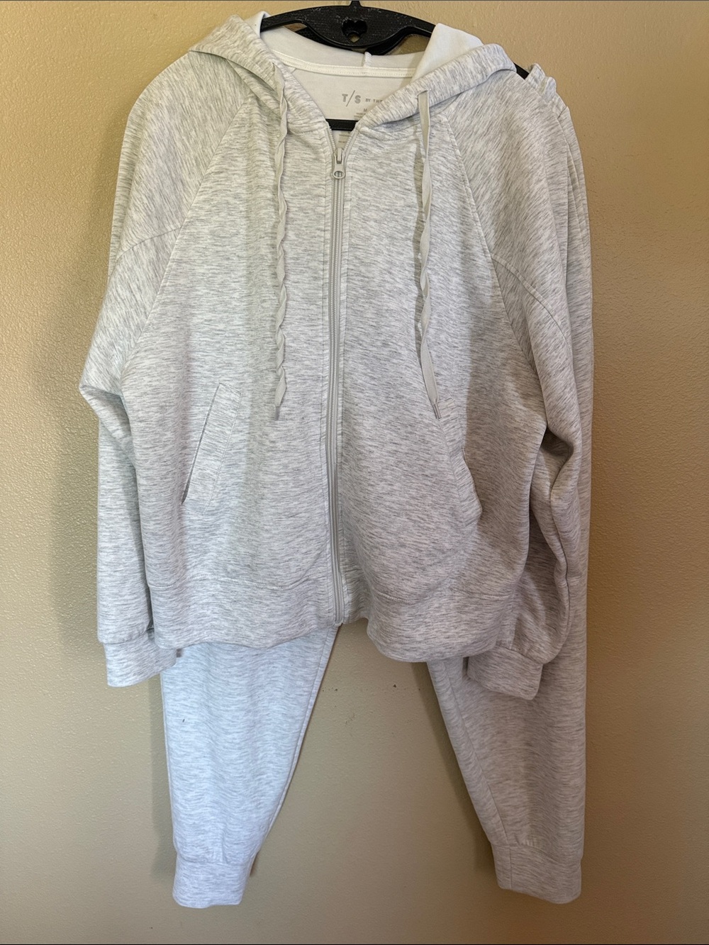 Danskin and T/S by Thrive Light Gray Hooded Track Jacket and Joggers Set